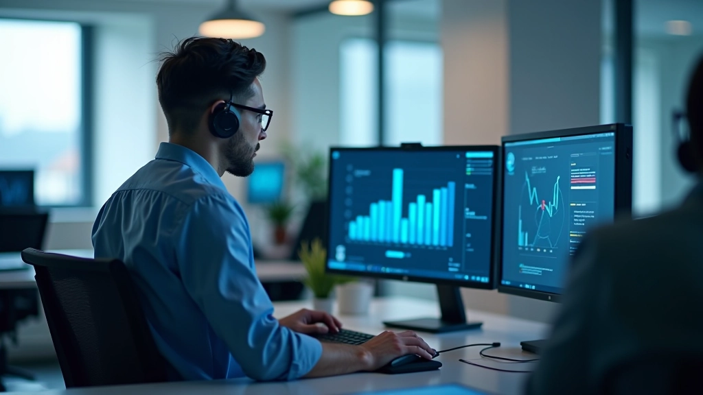 IT support team member analyzing priority levels and escalation workflows on computer screen